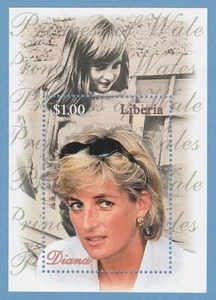 PRINCESS DIANA STAMP ROYALTY 1998 LIBERIA PRINCESS OF WALES MEMORIAL MINI SHEET - Picture 1 of 2