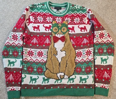 Suéter Feo Navidad Gato Blizzard Bay Fair Isle Estampado Caprichoso Talla L Foto 1 de 4
