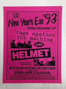 RAGE AGAINST THE MACHINE Detroit ’93 HELMET ORIGINAL concert FLYER poster - Picture 1 of 1