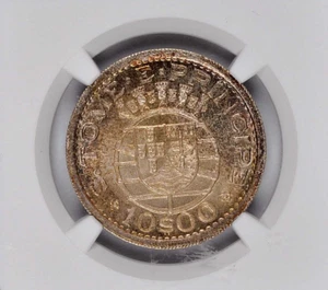 1951 SAINT THOMAS & PRINCE SILVER 10 ESCUDOS NGC MS-66 - Picture 1 of 4