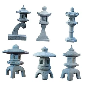 6pcs Miniature Pagoda Statues, Japanese Lantern Pagoda Style Asian Decor, - Picture 1 of 7