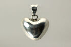 925 Sterling Silver Mexico Puffy Heart Pendant (Repaired) 6.6 Grams (PEN2720)