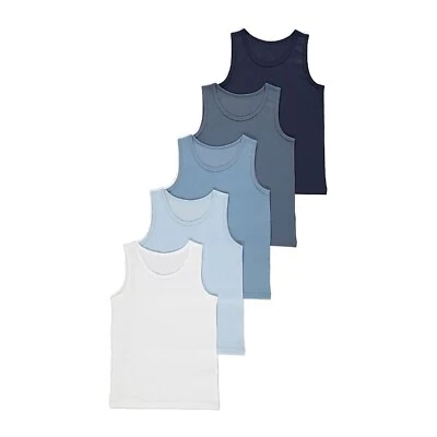 BOYS KIDS PACK OF 5 VESTS 100% COTTON SIZE 2 - 12 - Image 1 of 2