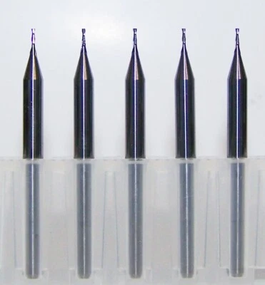 (5) 0.60mm (.0236") 2 FLUTE MICRO CARBIDE ENDMILLS Kyocera Tycom 1600-0236.079 - Изображение 1 из 2