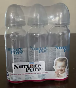 Vintage Nurture reines Glas Babyflaschen Streamline 8 Unzen Neu aus altem Lagerbestand 3er-Pack mit Deckel NEU ABDL - Bild 1 von 7