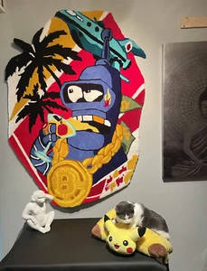 bitcoin Futurama bender custom handmade rug hanging wall decor tufted rug vinyl - Picture 1 of 6