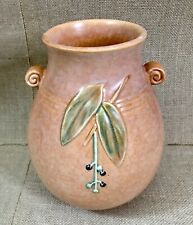 Weller Art Pottery Light Brown Cornish Branch Vase Urn Small Handles Wide Base
