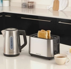 Russell Hobbs Toaster & Kettle SET Stainless Steel Classic 2 Slice Wide Slot - Picture 1 of 15