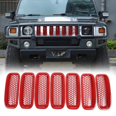 7 PIEZAS Inserciones de rejilla delantera Cubierta Ajuste para Hummer H2 2003-2009 Accesorios Rojo Foto 1 de 4