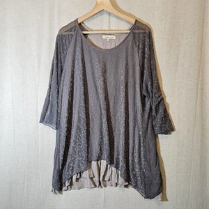 Indigo Soul Womens XL Tunic Top Fairy Grunge Romantic Boho Velvet Burnout Flowy - Picture 1 of 7
