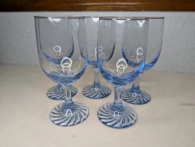 5 - Copas de vino detergente Duz remolino azul zafiro vidrio Libbey alrededor de 1960 Foto 1 de 4