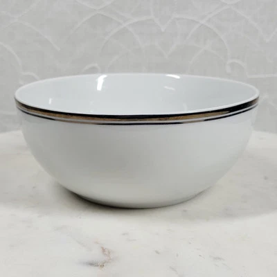 Tigela de cozinha aberta Williams Sonoma aro dourado azul sorvete de cereais porcelana - Imagem 1 de 4