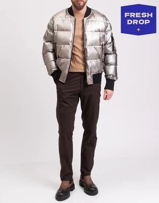 RRP€1800 DOLCE & GABBANA Bomber Jacket IT54 US44 XXL Silver Made in Italy — 第 1/4 张图片