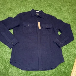 J CREW Heavyweight Chamois Flannel Work Shirt MED Navy Blue K1202 - Picture 1 of 5