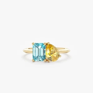 Blue Topaz Ring Cirtine Ring Stackable Ring 14k Gold Ring Handmade Jewelry Ring - Picture 1 of 3