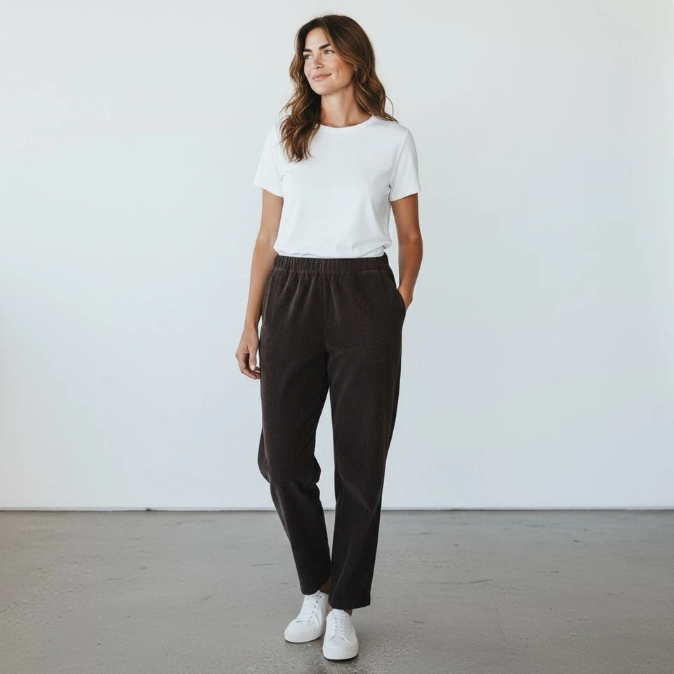 Lands' End Size XS/P 2-4 Sport Knit Black Corduroy Pants Pull-On Elastic Waist - Image 1 of 4