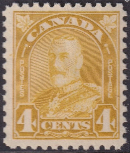 CANADA Sc#168.1 VLH  KING GEORGE V  4¢ YELLOW BISTER - Image 1 of 1