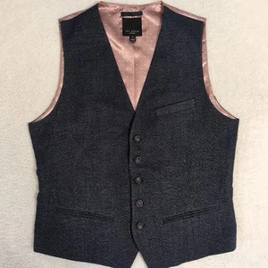 NEW TED BAKER MENS 4 MEDIUM SUIT VEST COAT PREMIUM GRAY PINK MADE IN PORTUGAL - Picture 1 of 8