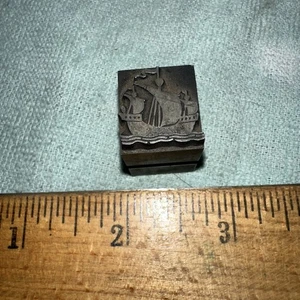Printing Block “ Old Sailing Ship “ Lead Block - Picture 1 of 4