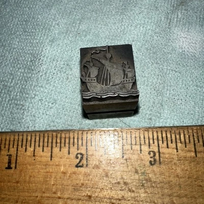 Printing Block “ Old Sailing Ship “ Lead Block - Image 1 of 4