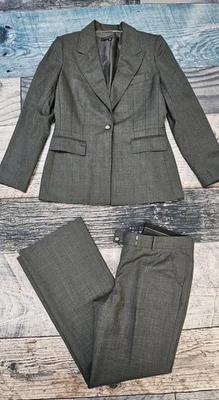 Conjunto de traje pantalones de dos piezas Anne Klein para mujer talla 8 mezcla de lana gris Academia  Foto 1 de 4