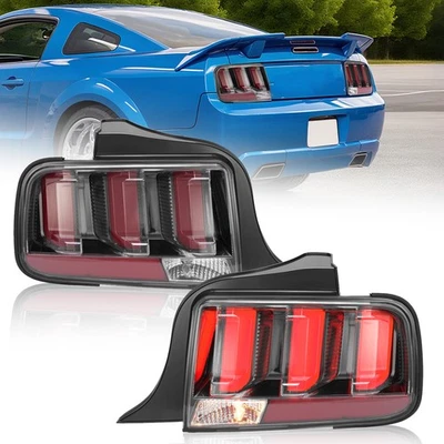 Luces traseras de señal de tubo LED de lente transparente para Ford Mustang 2005-2009 lámparas de freno Foto 1 de 4