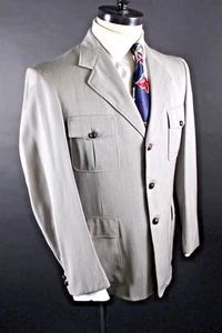 Vintage 50er Jahre Wolle 3 Knopf 4 Taschen Uniform Anzug Mantel Jacke Herren Größe 38-40 - Bild 1 von 10