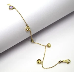 Bracciale in Oro Giallo 18k con Quarzi Idrotermali Pendenti - Picture 1 of 3
