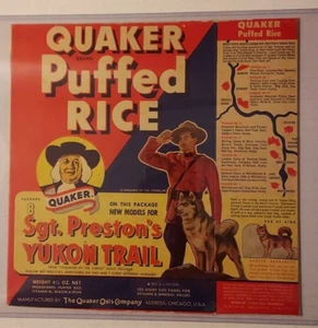 Caja parcial de arroz inflado cuáquero con sargento Preston en "Yukon Trail" - Imagen 1 de 2