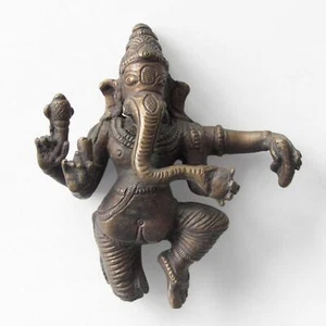 Tanzender Ganesha - Messing Skulptur 11,5cm massiv - Elefant Figur Indien - Bild 1 von 3