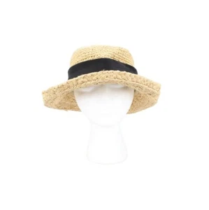 Scala Para Mujer Unitalla Bronceado Rafia Papel Trenza Negro Lazo Ala Ancha Sombrero para el Sol OS - Imagen 1 de 9