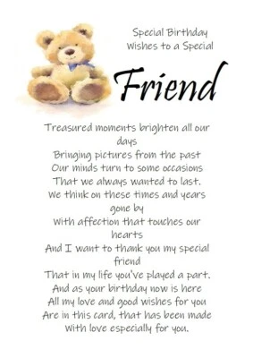 Special Birthday Wishes Special Friend A5 Card Friendship Best Friend With Love