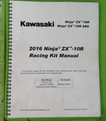 2016 Kawasaki ZX1000RR ZX-10R Ninja Racing Kit Manual 65 Páginas P/N - Imagen 1 de 4