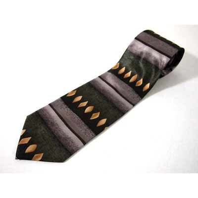 Corbata Carlos Devenezia De Colección Para Hombre 100% Seda Hecha a Mano 61" Verde Gris Rayas Foto 1 de 3