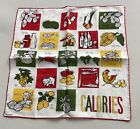 KREIR SIGNED CALORIE HANDKERCHIEF VINTAGE UNUSED 13” SQUARE RED YELLOW GREEN EX.
