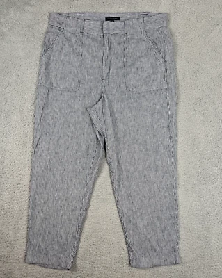 Banana Republic Womens Pants Blue White Size 16 Striped Linen Cotton Blend - Image 1 of 4