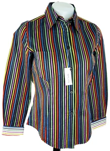 CAMICIA DA SERA PAUL SMITH ETICHETTA NERA Donna Candy Righe L/S M - UK12 - £229 - Foto 1 di 13