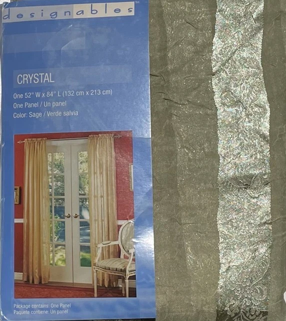 Crystal Green 84" Shimmering Striped Sheer Rod Pocket Single Curtain Panel - Image 1 of 4
