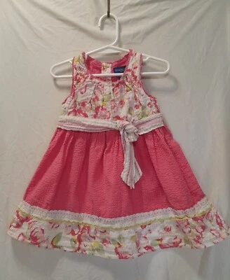 Genuine Kids From Osh Kosh Girl 2T Coral Pink & Floral Dress Sleeveless - Image 1 of 4