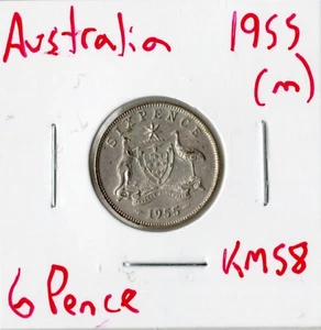 Moneda Australia 6 peniques 1955 KM58, plata - Imagen 1 de 4