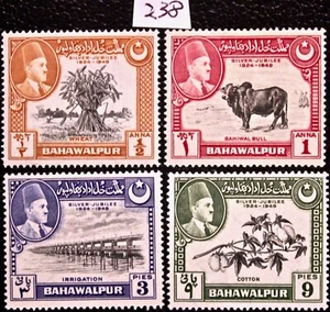 Bahawalpur Pakistan, Set Completo 1949 Francobolli Giubileo Argento Sc. 39-42-MLH-Lotto 238 - Foto 1 di 1