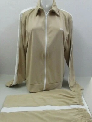 Traje de chándal "NUEVO" JOX de Thom McCan vintage años 70 beige y blanco a rayas grande Foto 1 de 4
