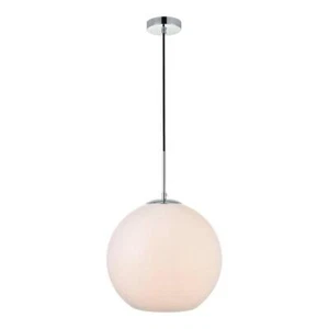 Living District Baxter 1-Light Metal Pendant in Chrome and White - Picture 1 of 3
