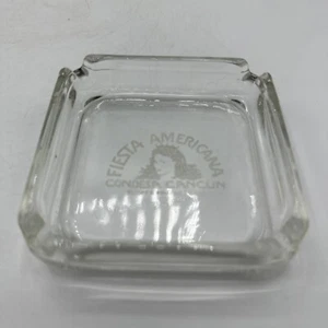 Vintage Hotel Fiesta Americana Condesa Cancún Resort Ashtray Clear Square 3.5" - Imagen 1 de 9