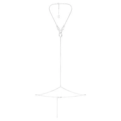 Swarovski x SKIMS body chain, Box chain Y-shape, White, Stainless Steel -5678062 - Image 1 of 4