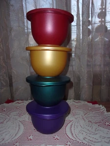 Tupperware Impressions Classic Jeweltone colors 550ml 2-1/4 c bowls & lids #3621 - Picture 1 of 6