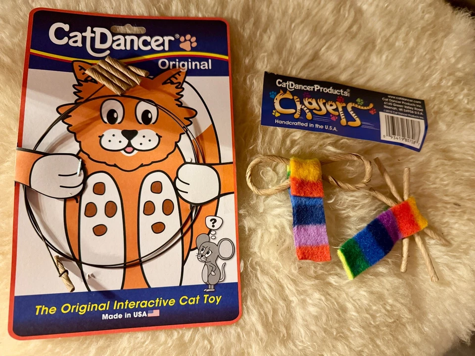 CAT DANCER PRODUCTS. INC Original Best Cat Dancer Toy & 2 x Chaser's Combo!! Best Toys for cats! 🐾💗 UK