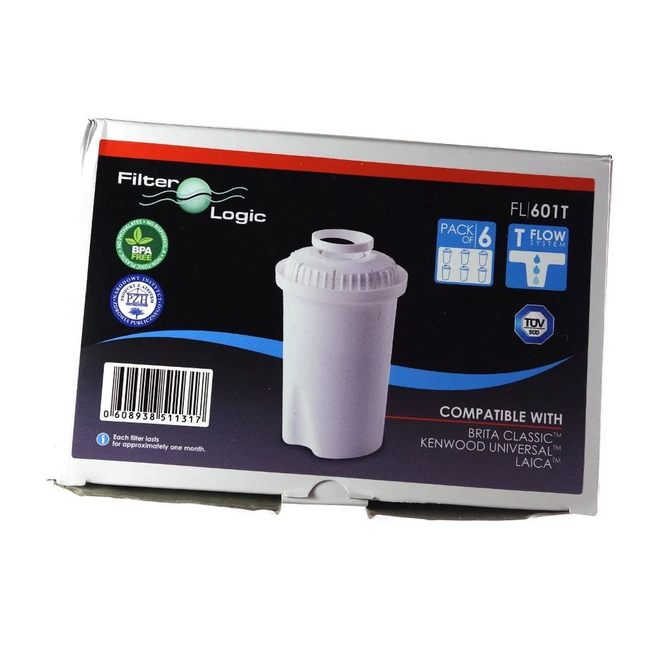 6 x FilterLogic G Flow Water Filters Compatible with Brita Classic & Kenwood Jug - Image 1 of 1