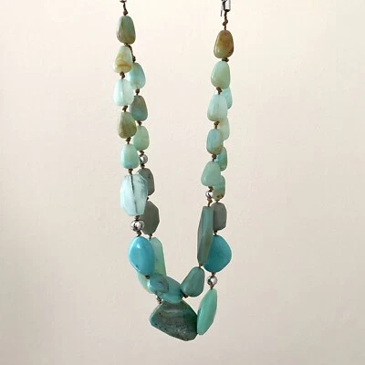 NUEVO SIN ETIQUETAS Collar Chico's Doble Hilo Imitación Turquesa Acrílico Piedra Cuentas Distintivo Foto 1 de 4
