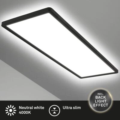 LED Deckenleuchte Ultraflach Panel Lampe 4000K Backlight 58cm Flur Küche Schwarz - Bild 1 von 4